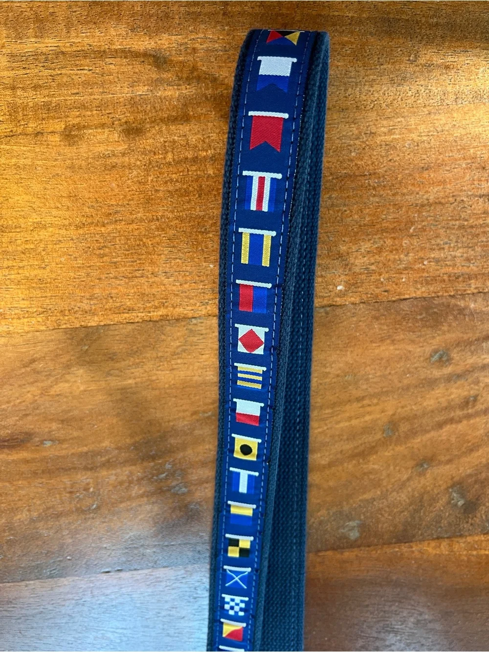 West Marine Men's Adjustable Nautical Belt Size 46 Blue/Brown Brass Buckle